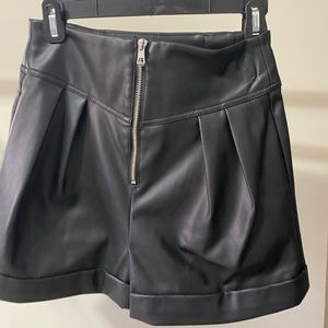 cropped faux leather shorts